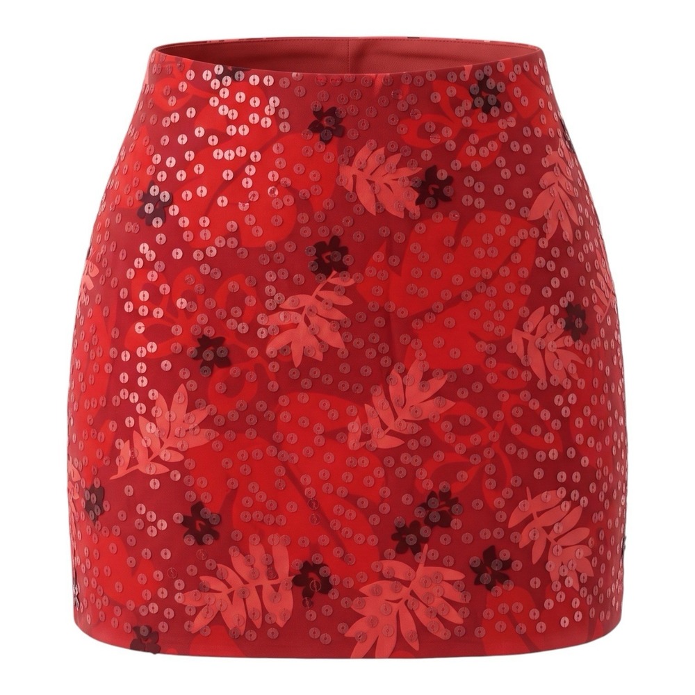 Vintage Y2K Express Red Mini Skirt Floral Sequins Party Mcbling Coquette Bratz 8